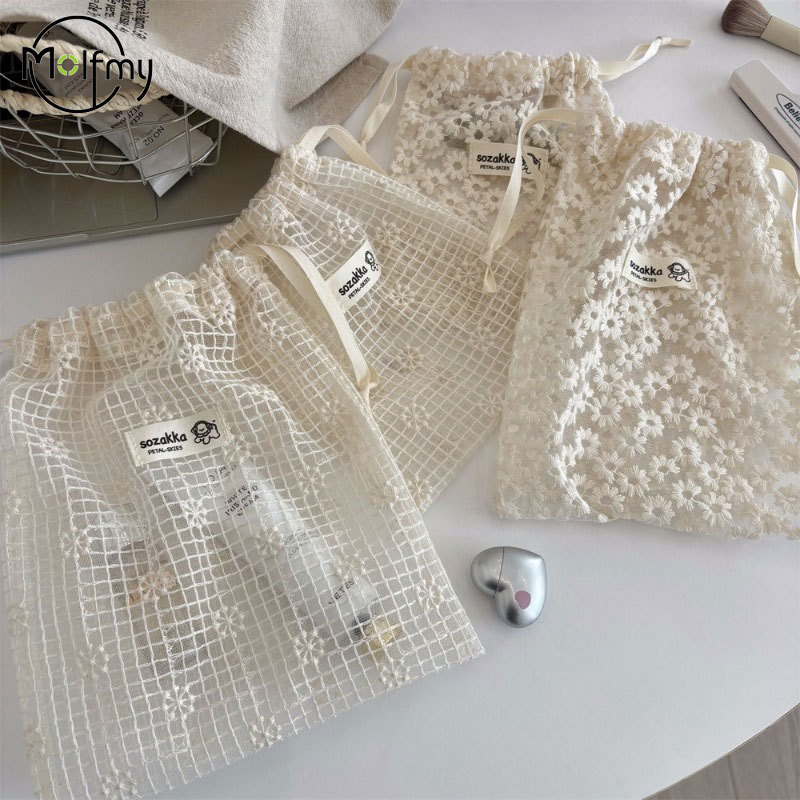 Drawstring Makeup Bag Lace Emb - Skincare D'Alba 评论和价格