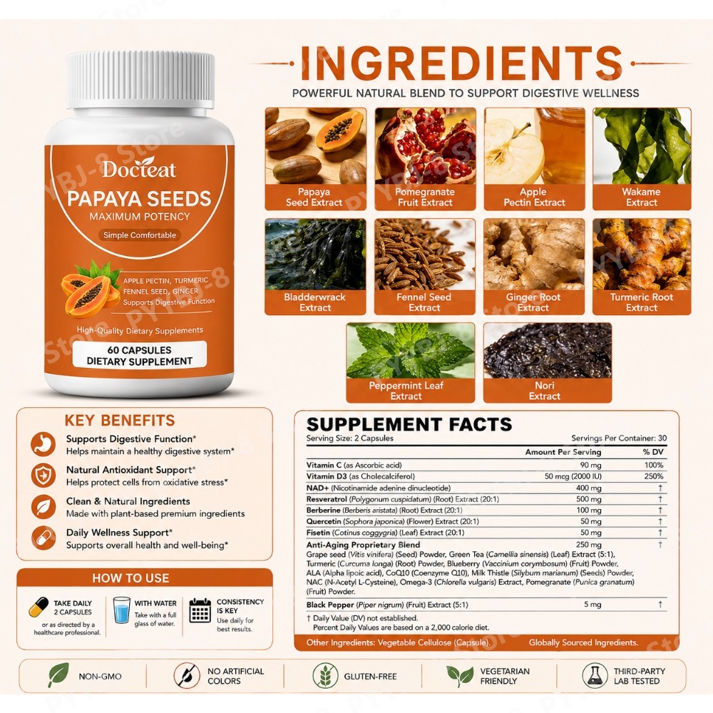 Papaya Seeds Capsule with Lico - Licorice Root Extract 评论和价格