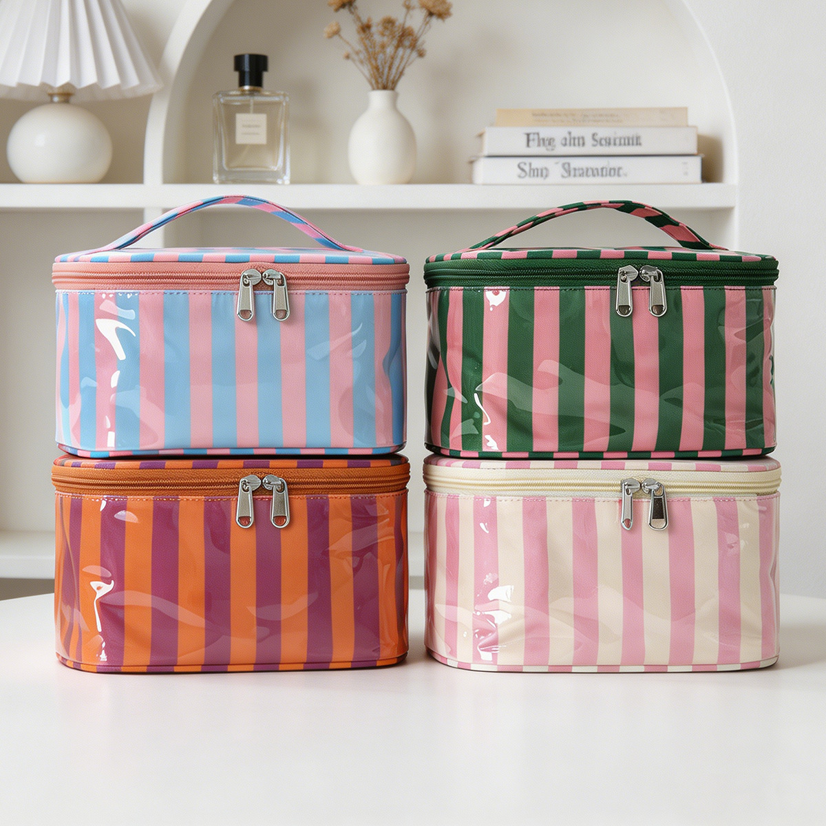 PVC Stripe Large Capacity Cosm - Skincare D'Alba 评论和价格